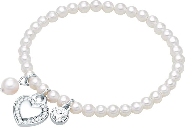 Lulu & Jane Damen Herz Metall-Legierung Crystal Muschelkernperle silber 18,0 cm - 29727 (18 cm, Metall-Legierung)
