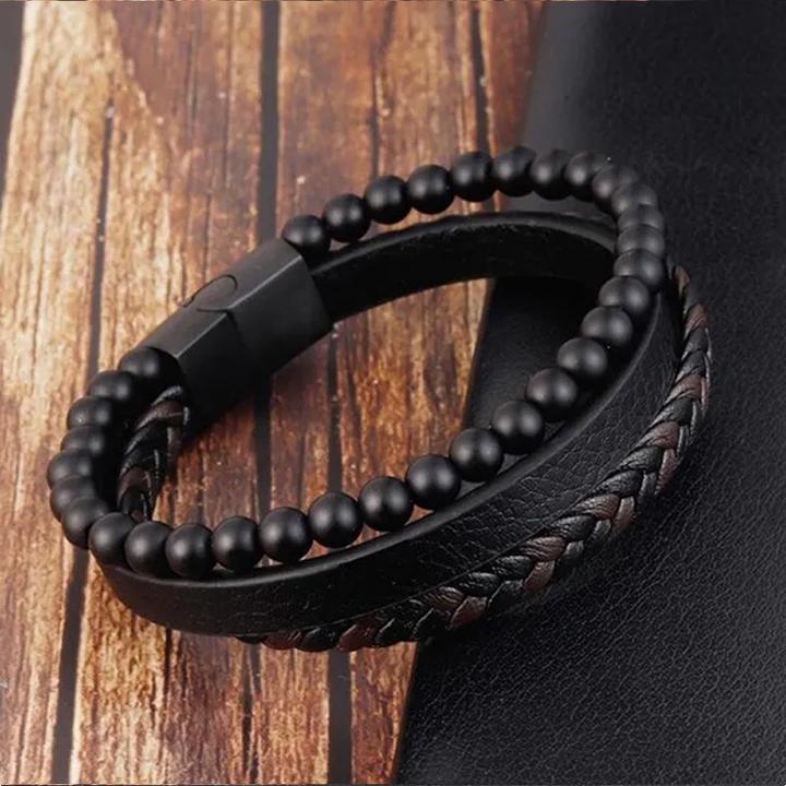Produktbild Cbx Lederarmband mit Perlen und Magnetschnalle 22cm (22 cm, Leder, Edelstahl)