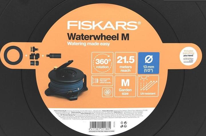 Image du produit Fiskars Enrouleur de tuyau Waterwheel M avec 20 m de tuyau (20 m)