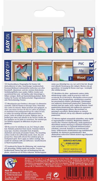 Produktbild tesa Insektenschutz COMFORT für Fenster, mit Klettband, selbstklebend, ohne Bohren (170 x 180 cm)