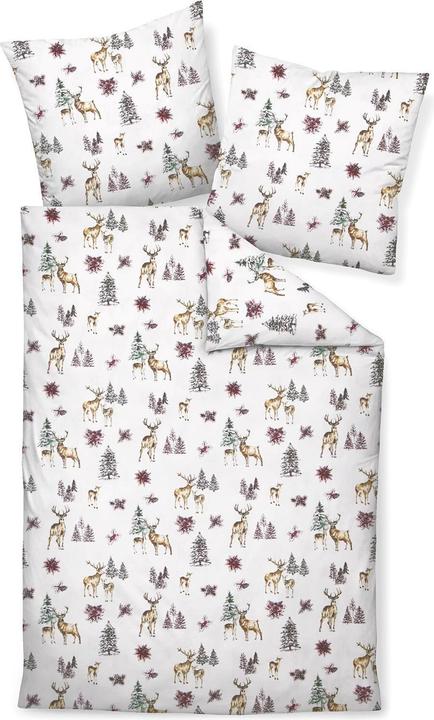 Image du produit Janine Drap de lit en lin fin Davos 65150 naturel rouge vert (Set de linge de lit, 135x200 cm + 80x80 cm)