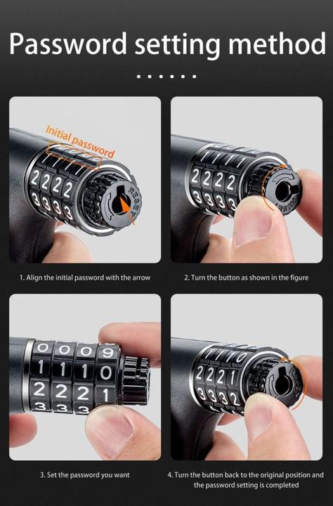 Actual product image Rockbros 3230002001 bicycle lock with combination and key - black (95 cm)
