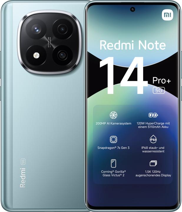 Image du produit Xiaomi Redmi Note 14 Pro+ 5G (256 Go, Bleu givre, 6.67", Double SIM, 200 Mpx, 5G)