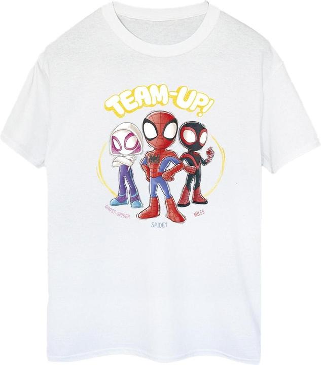 Actual product image Womens/Ladies Spidey And His Amazing Friends Sketch Cotton Boyfriend T-Shirt (3XL)