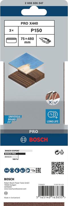 Actual product image Bosch Professional Zubehör PRO X440 sanding belt, 75 x 480 mm, G150 (150)