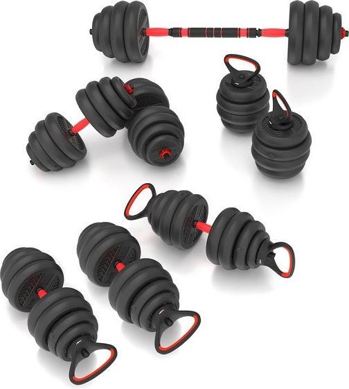 Produktbild HMS 6IN1 GEWICHTSSATZ SGN1340 (LANGHANTEL KURZHANTEL UND KETTLEBELL) 40KG (1 x 4 kg)