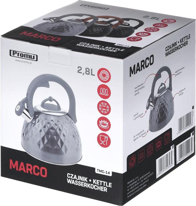 Immagine prodotto Promis TMC14G Bollitore 2 8 l MARCO grigio lucido (3 l, Spina UE)