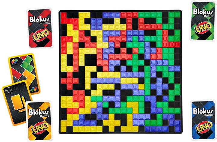Produktbild Mattel Games Blokus Shuffle: UNO Edition (Russisch, Portugiesisch, Polnisch, Niederländisch, Italienisch, Französisch, Spanisch, Deutsch)