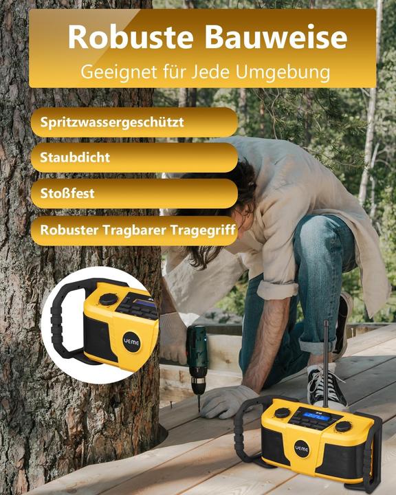 Immagine prodotto Ueme Baustellenradio mit DAB+ und Bluetooth (DAB, Bluetooth)