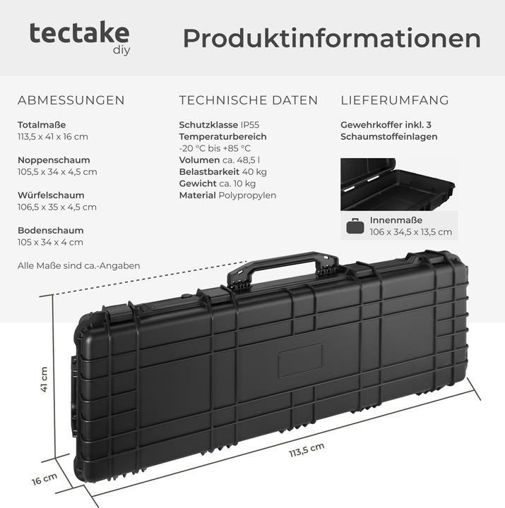 Immagine prodotto tectake Valigetta universale per fucili (48.50 l)