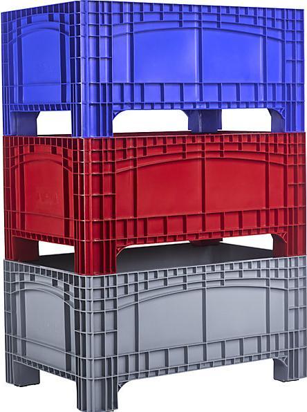 Image du produit kaiserkraft Caisse-palette, capacité 354 l, 4 pieds, gris.