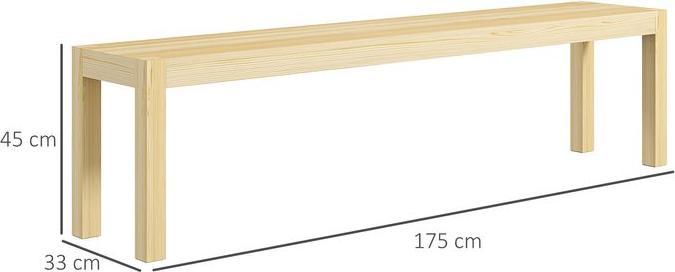 Actual product image Swisshandel24 3-seater wooden bench country-style, kitchen bench, up to 330kg, pine, natural (33 cm)