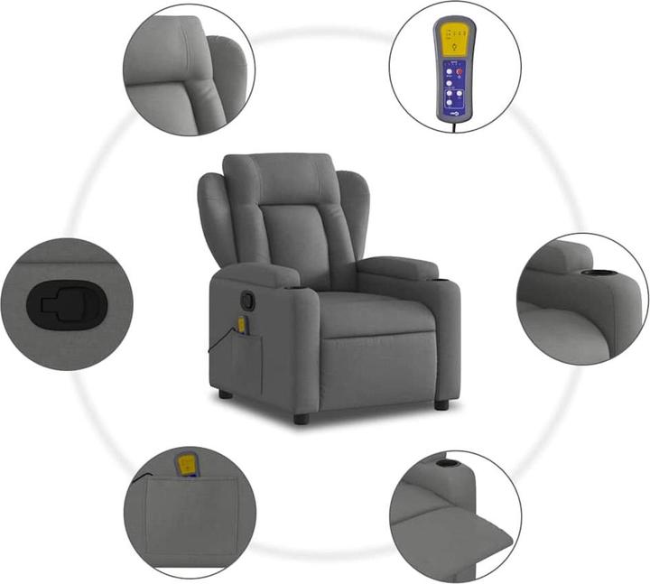 Image du produit VidaXL Fauteuil de massage gris foncé Tissu,Couleur : gris foncé,Matériaux