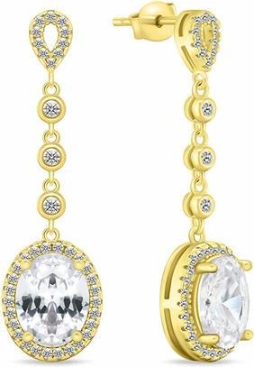 Brilio Silver - Elegant gold-plated dangling earrings with zircons EA969Y