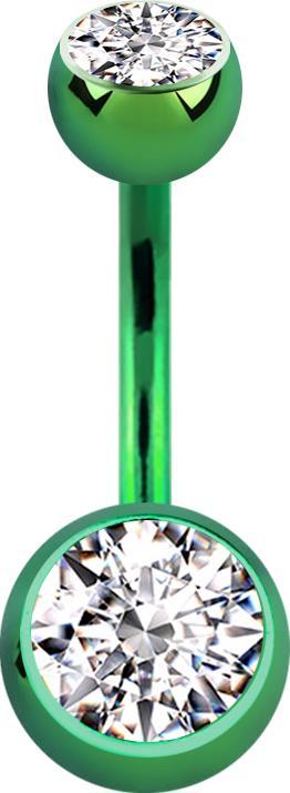 Immagine prodotto Star Piercing Verde banana con due sfere di cristallo argento (Titanio G23, senza ottone)