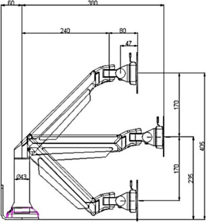 Actual product image Multibrackets MB Gas joint W+T holder (Table, 32")