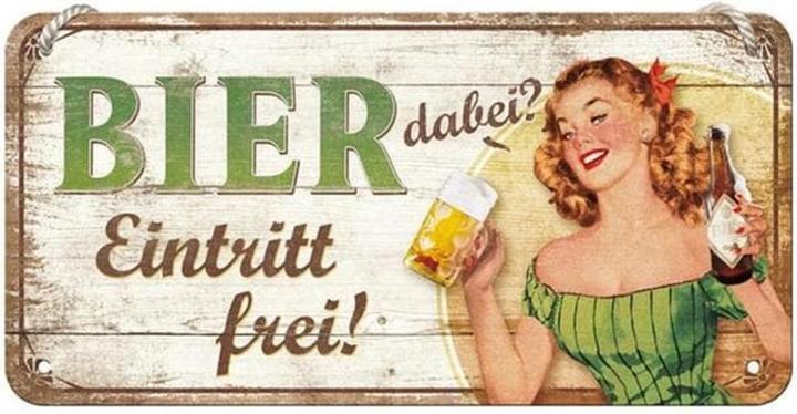 Immagine prodotto Nostalgic-Art Merchandising Cartello Birra a ingresso libero 15 x 20 cm, metallo (15 x 20 cm)