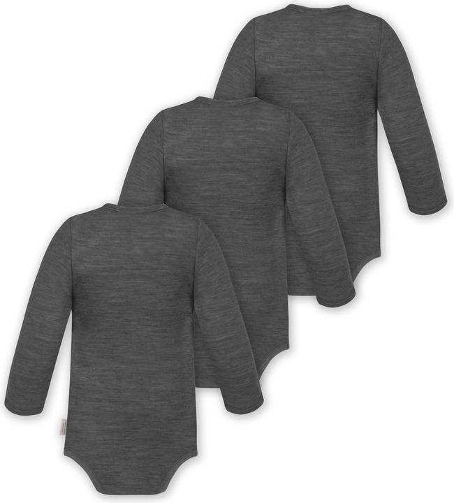 Actual product image Normani 3-pack baby merino bodysuit long sleeve "Auckland" - 9371 (74)