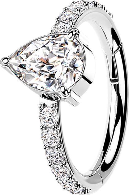 Immagine prodotto Star Piercing Anello a micro segmenti con cerniera in argento con cristalli laterali e gocce di cristallo in (senza ottone, Titanio G23)