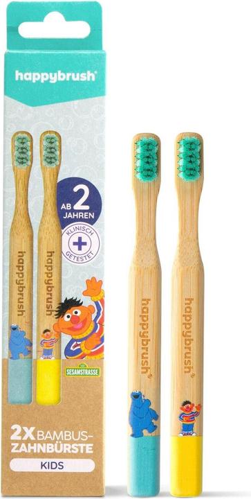 Produktbild happybrush Handzahnbürste Bambus Sesamstrasse Soft (Weich, 2 x)