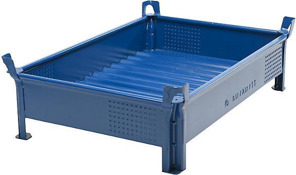 Actual product image Heson-Werk Stacking container made of sheet steel, low design, walls closed