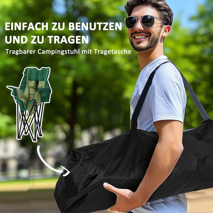 Actual product image Swisshandel24 Campingstuhl faltbarer Gartenstuhl mit Seitentasche, Becherhalter, Grün