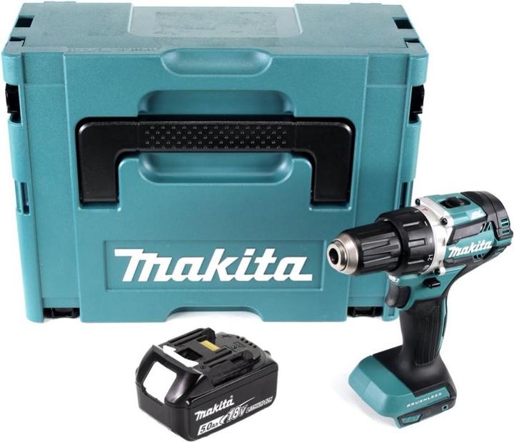 Image du produit Makita DDF 484 T1J Perceuse-visseuse sans fil 18 V 54 Nm Brushless + 1x batterie 5,0 Ah + Makpac - sans (Fonctionnement sur batterie)
