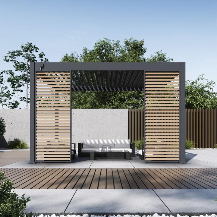Immagine prodotto Weide Parete a doghe in legno per pergola, antracite (6 cm, 123 cm)
