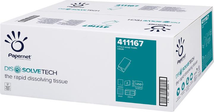Actual product image Papernet Folded towel 411167, V-fold, 2-ply, cellulose - cardboard box