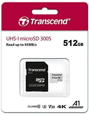 Actual product image Transcend 300S (512 GB, microSDXC, U3, UHS-I)