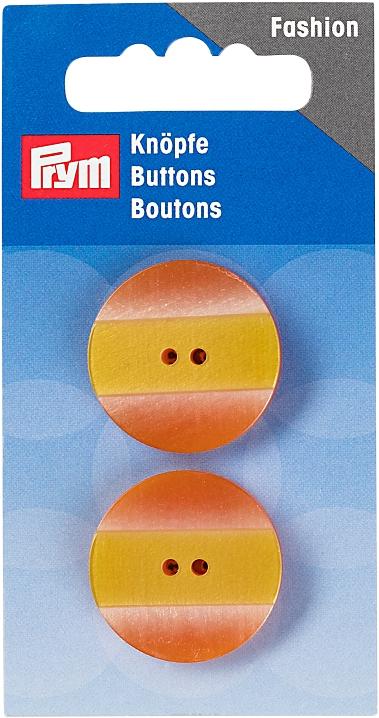 Produktbild Prym Knopf 2-Loch Jacke, orange/gelb 25 mm, Karte 2 Stk.