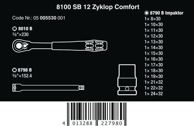 Immagine prodotto Wera 8100 SB 12 Zyklop Comfort Ratchet set (12 mm)
