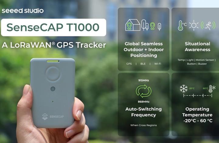 Image du produit Seeed Studio SenseCAP Tracker GPS LoRaWAN T1000-A avec capteurs