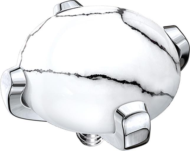 Actual product image Star Piercing Dermal anchor dome with howlite stone (without brass, Surgical steel 316L, Mineral)