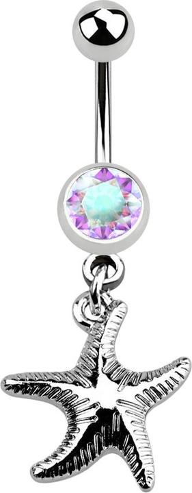 Produktbild Star Piercing Banane silber mit Anhänger Seestern multicolor (ohne Messing, Chirurgenstahl 316L)
