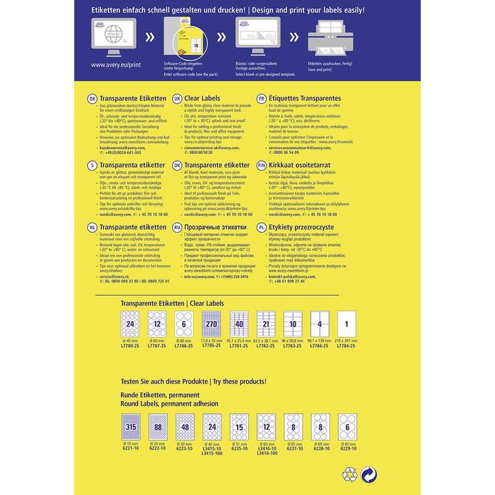 Image du produit Avery Étiquettes transparentes
