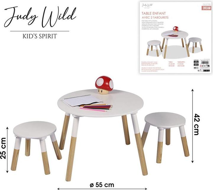 Produktbild Judy Wild Kinderholztisch mit 2 Hocker (Kindertisch)