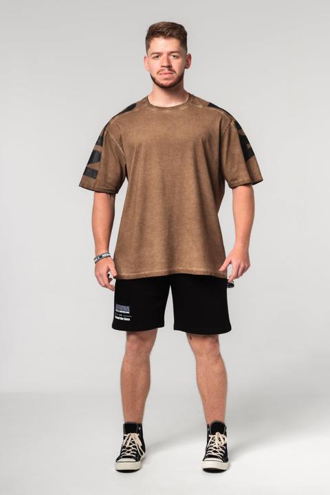 Nebbia Washed-off Oversized T-Shirt Lifting Club 368 - light brown