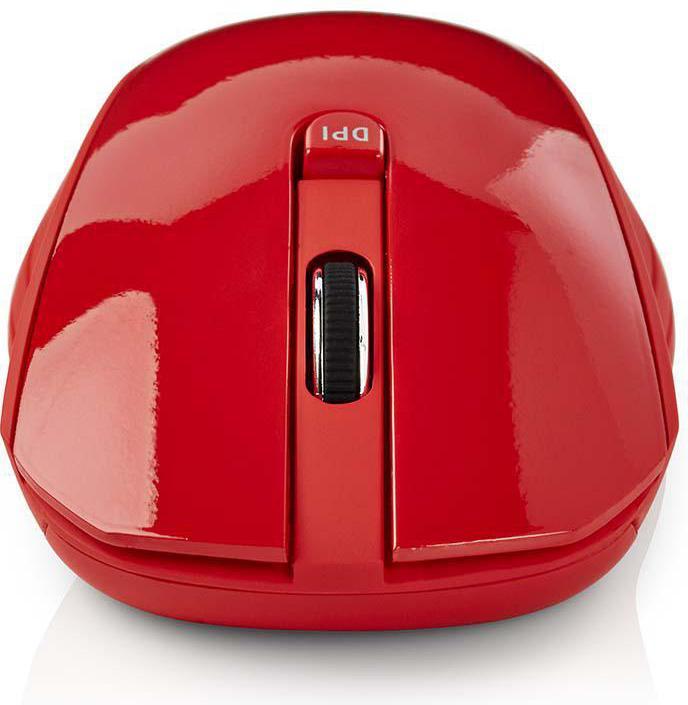 Produktbild Nedis Mouse Drahtlos 800/1200 / 1600 DPI Einstellbar DPI Anzahl Knöpfe: 3 Beidhändig Red (Kabellos)