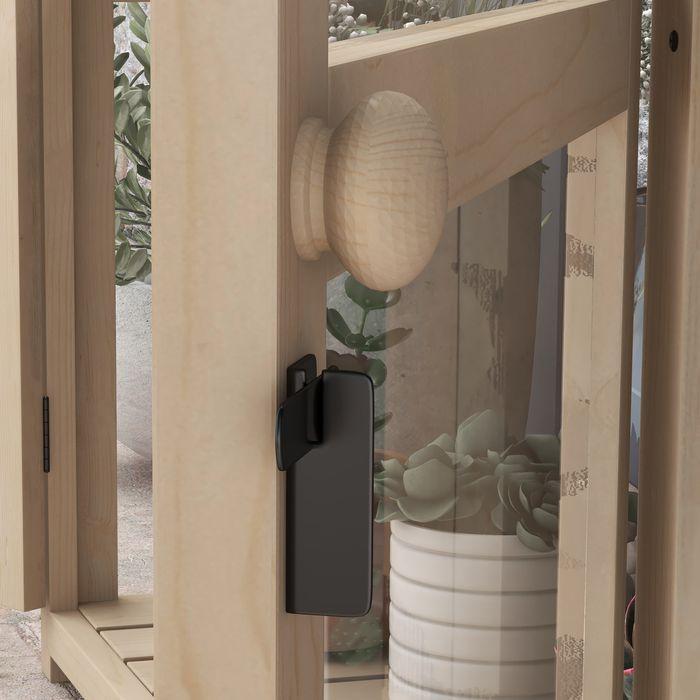 Image du produit Swisshandel24 Serre en bois à 2 étages avec double porte et fenêtre de toit, étanche au vent, nature, 103x61x103cm