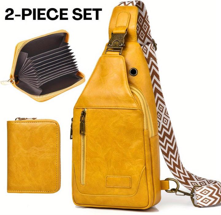 Only-Bags.Store Leder Umhängetasche Set: PU-Material, wasserdicht, grosses Fassungsvermögen, geeignet für Studenten