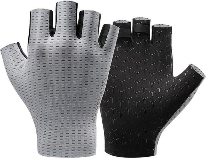 Actual product image Rockbros Breathable Short Finger Cycling Gloves, Size: S - Gray (S)