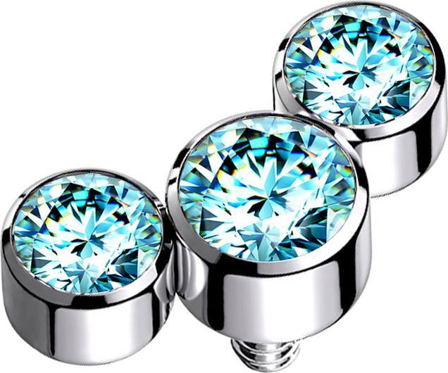 Immagine prodotto Star Piercing Dermal Anchor argento tre cristalli acqua (senza ottone, Acciaio chirurgico 316L)