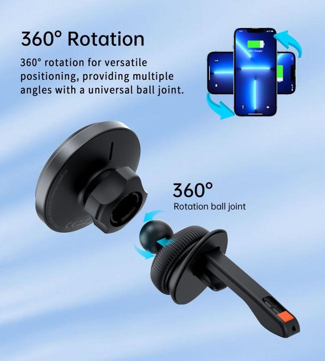 Immagine prodotto Choetech Supporto da auto magnetico T204-F con ricarica wireless da 15W - nero