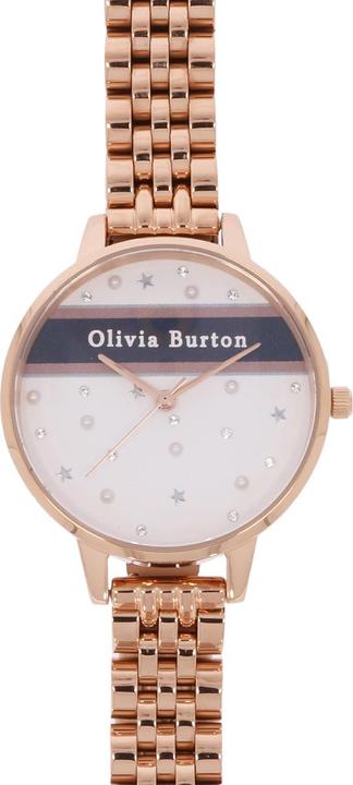 Actual product image Olivia Burton Ladies Watch Pink & Navy Stripe OB16VS06 (Analogue wristwatch, 34 mm)