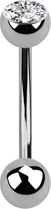 Star Piercing Micro Banane silber Innengewinde mit Kugel und Kugel Kristall silber (Titan G23)