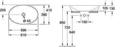 Immagine prodotto Villeroy & Boch Lavabo da appoggio Artis 61 cm ovale in pietra bianca con rivestimento 419861RW (410 mm, 610 mm)