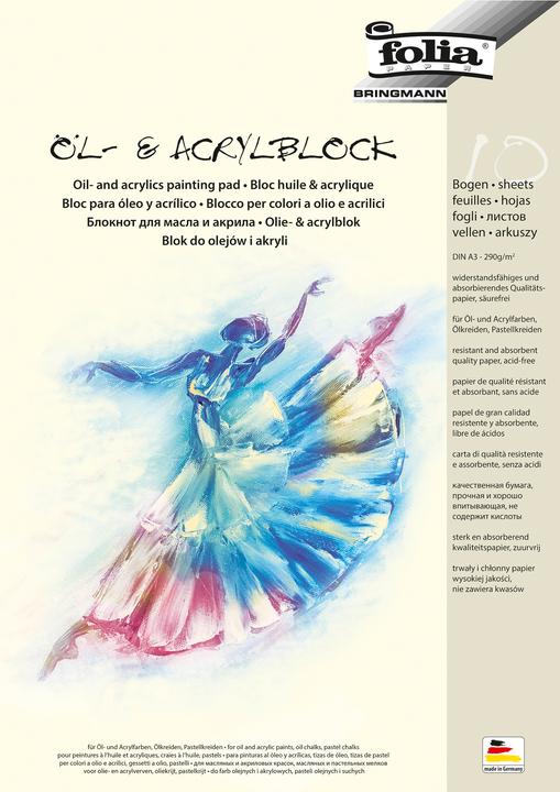 Immagine prodotto Folia 10 fogli da disegno per colori ad olio e acrilici DIN A3 (A3)