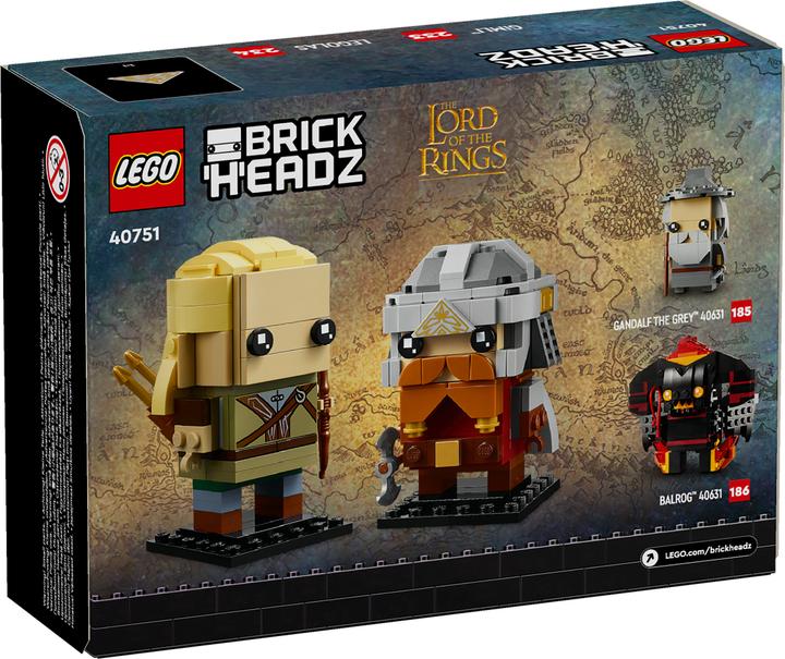 Image du produit LEGO Seigneur des Anneaux Legolas et Gimli (40751, LEGO Brickheadz)
