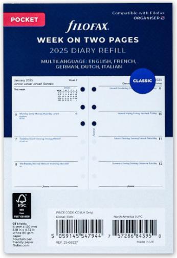 Image du produit Filofax PO-INH.1WO/2PAGES 4 LANGUES